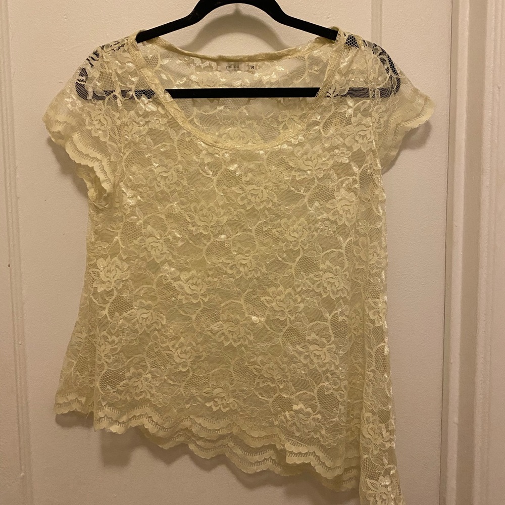 LF stores Millau lace asymmetrical tee shirt